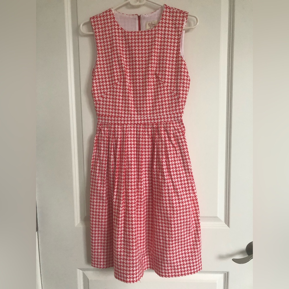 Red and White Houndstooth Dress Modcloth Myrtlewood Diner Delight XS cotton